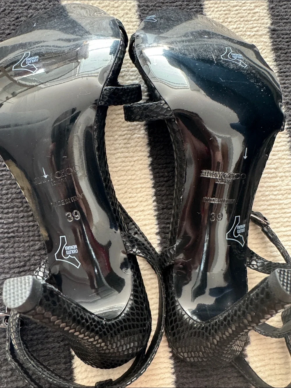Jimmy Choo Leo 100 Black Candy Strappy Stiletto Sandals